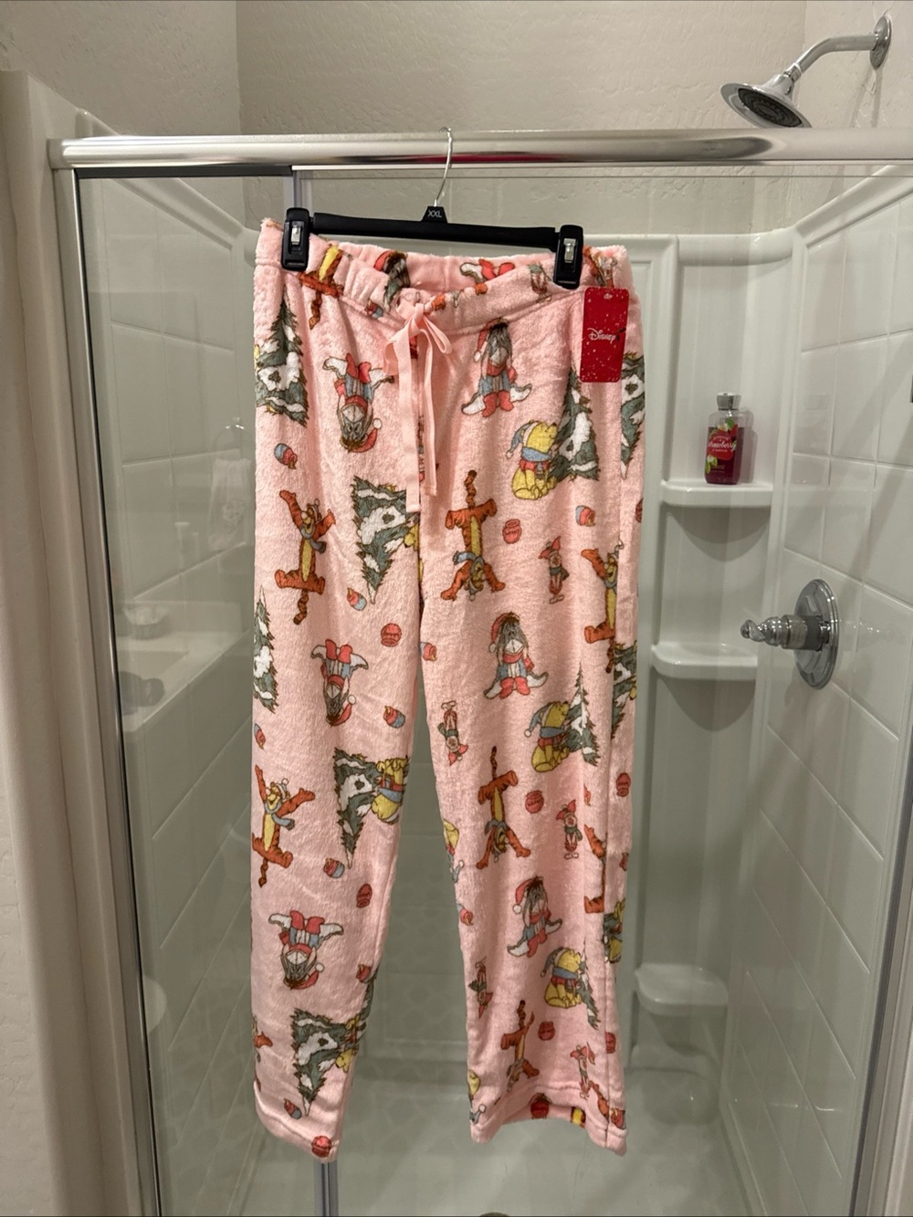 Disney Pink Plush womens  Pajama Pants - Cozy Holiday Print - Picture 1 of 5